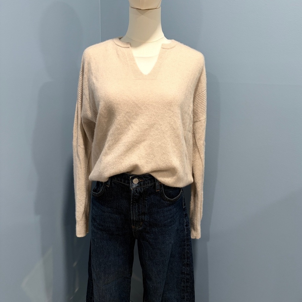 Madewell 100% Cashmere Crewneck Sweater Oatmeal XS Responsible Cashmere - Picture 4 of 6